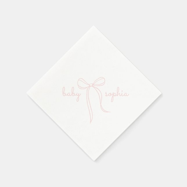 Serviette En Papier pink Hand Drawn Bow Girl Baby Shower (Coin)