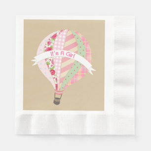 Serviette En Papier Pink Hot Air Balloon Girl Baby shower serviettes