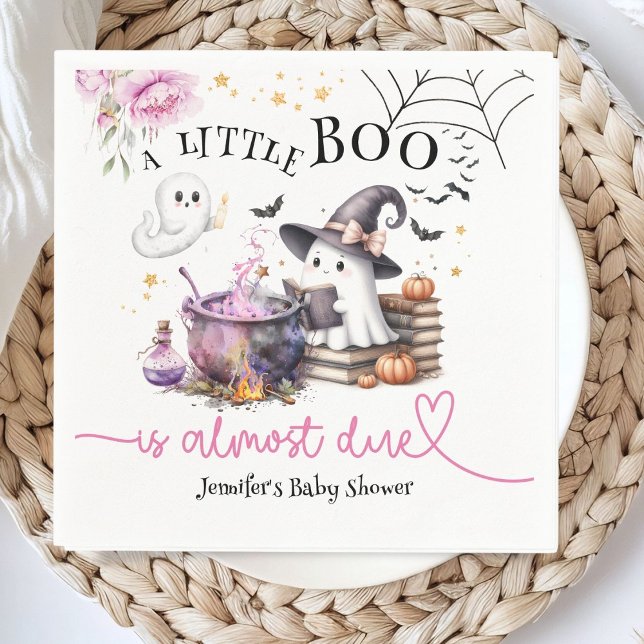 Serviette En Papier Pink Little Boo Halloween papier Baby shower Napki (Créateur téléchargé)
