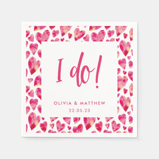 Serviette En Papier Pink Love Coeur Mariage (Devant)