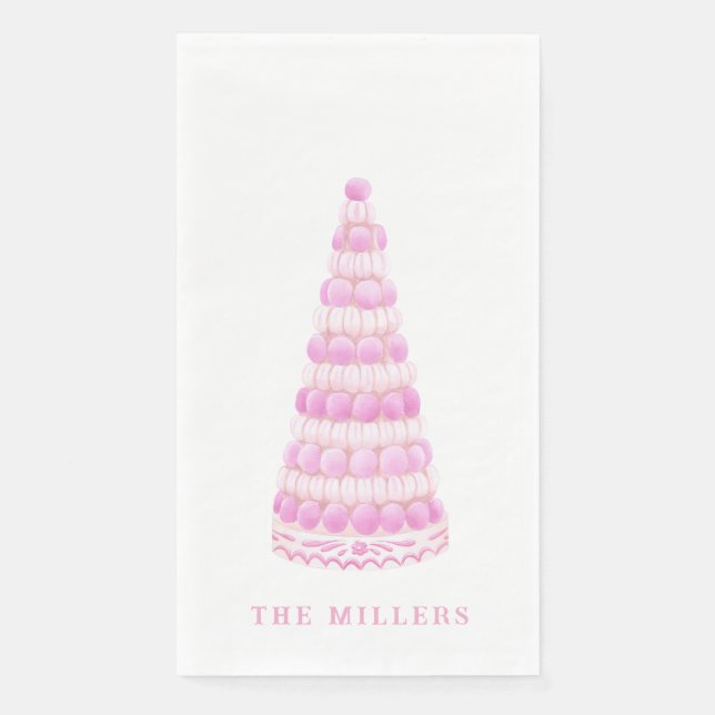 Serviette En Papier Pink Macaron Tower Personalized (Devant)