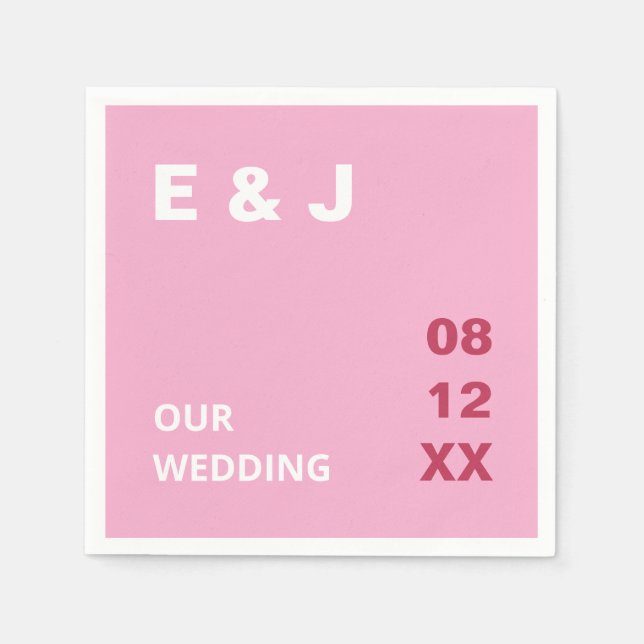 Serviette En Papier Pink Magenta Moderne Mariage Napkins (Devant)