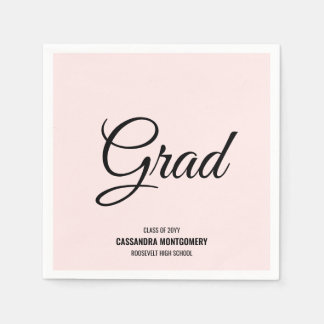 Serviette En Papier Pink Minimalist Moderne Graduation Party