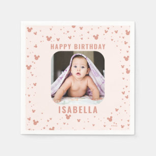Serviette En Papier Pink Minnie Mouse Confetti Girl's premier annivers