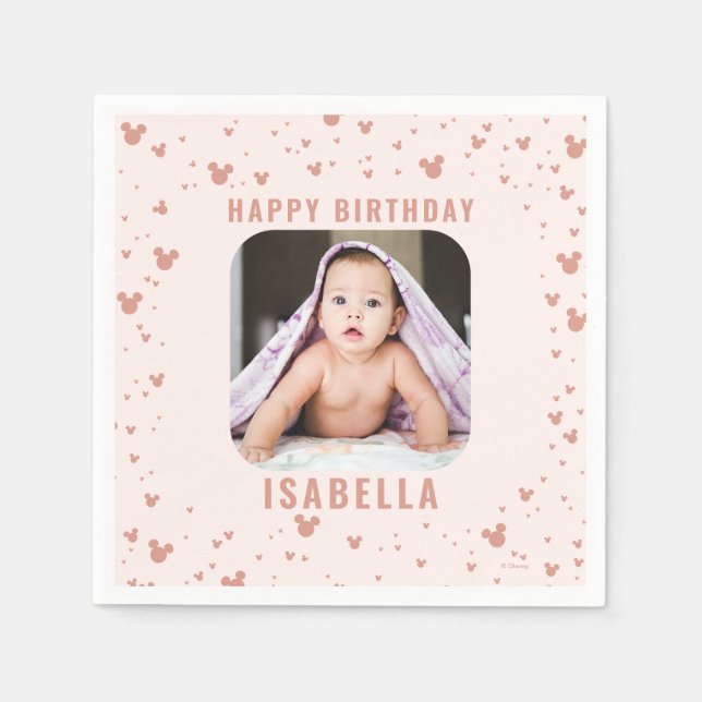Serviette En Papier Pink Minnie Mouse Confetti Girl's premier annivers (Devant)