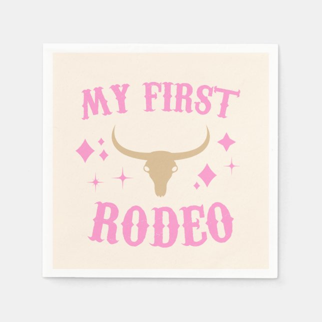 Serviette En Papier Pink My First Rodeo Cowgirl 1er Anniversaire (Devant)