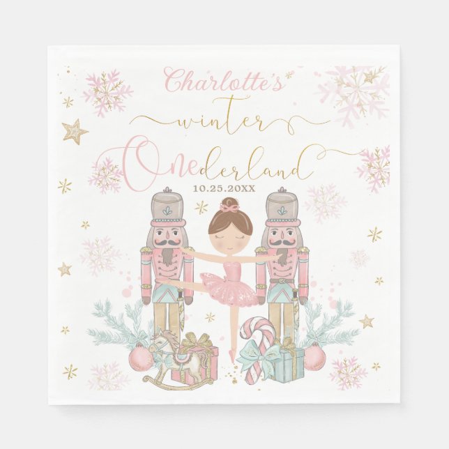 Serviette En Papier Pink Nutcracker Winter Onederland 1st Birthday (Devant)