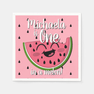 Serviette En Papier Pink One in a Melon Watermelon Kids First Birday