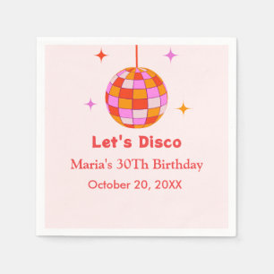 Serviette En Papier Pink Orange Disco Ball Let's Disco Anniversaire