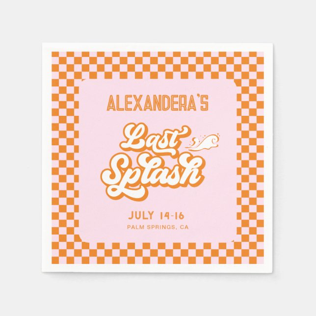 Serviette En Papier Pink Orange Été Dernier Splash Bachelorette (Devant)