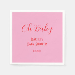 Serviette En Papier Pink Orange Script Oh Baby Girl Baby shower