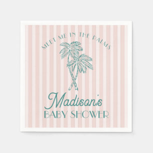 Serviette En Papier Pink Palm Spring Pastel Beach Baby shower