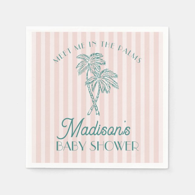 Serviette En Papier Pink Palm Spring Pastel Beach Baby shower (Devant)