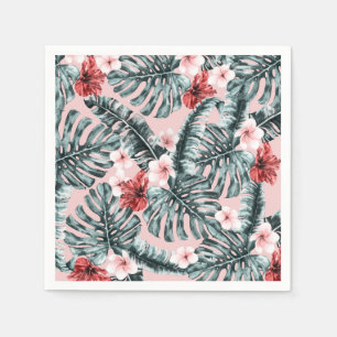 Serviette En Papier Pink Paradise Tropical Island Botanique Florale