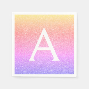 Serviette En Papier Pink - Parties scintillant violette et monogramme 