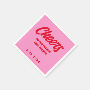 Serviette En Papier Pink Pastel Bold Rétro Douche nuptiale