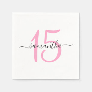 Serviette En Papier Pink personnalisé 15e anniversaire