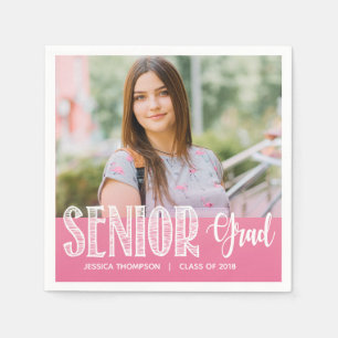 Serviette En Papier Pink Photo Graduation Party Papier serviettes