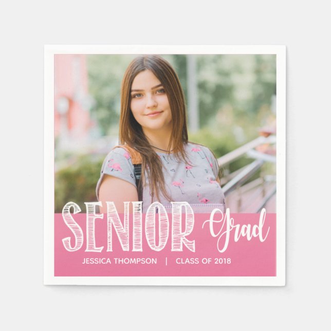 Serviette En Papier Pink Photo Graduation Party Papier serviettes (Devant)