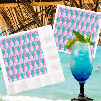 Serviette En Papier Pink Pineapples Caribbean Blue