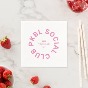 Serviette En Papier Pink PKBL Social Club Crest Pickleball
