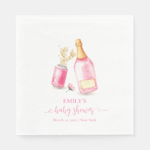Serviette En Papier Pink Poppin Champagne Beer Girl Baby shower