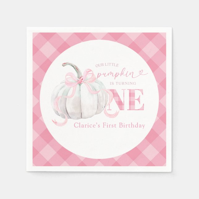 Serviette En Papier Pink Preppy Citrouille 1er Anniversaire Papier Nap (Devant)