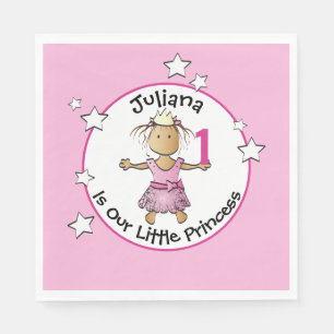 Serviette En Papier Pink Princess 1er anniversaire mignon soirée caric