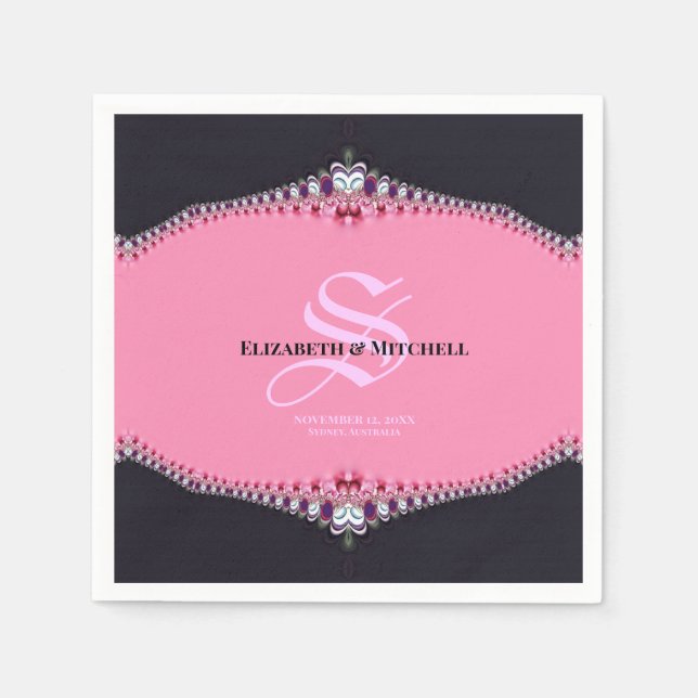 Serviette En Papier Pink Princess Lace Special Day Engagement Wedding (Devant)