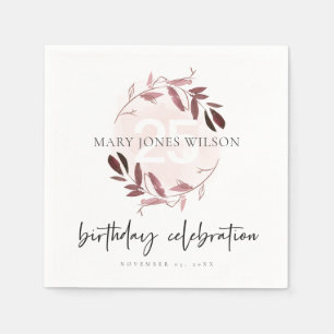 SERVIETTE EN PAPIER PINK PURPLE FOLIAGE WREATURE TOUT ÂGE DE 25 ANS AN