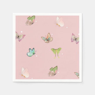 Serviette En Papier Pink Purple Pastel Butterfly Girl Baby shower