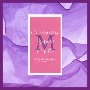 Serviette En Papier Pink Purple White Graduation Party Nom Monogramme