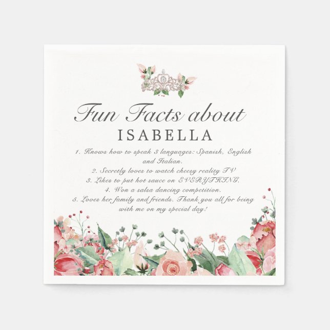 Serviette En Papier Pink Quinceañera Party Fun Fun Facts Napkins (Devant)
