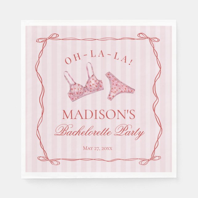 Serviette En Papier Pink & Red Heart Lingerie Bachelorette Panty Party (Devant)