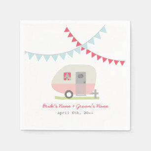 Serviette En Papier Pink Retro Trailer Mariage Napkins