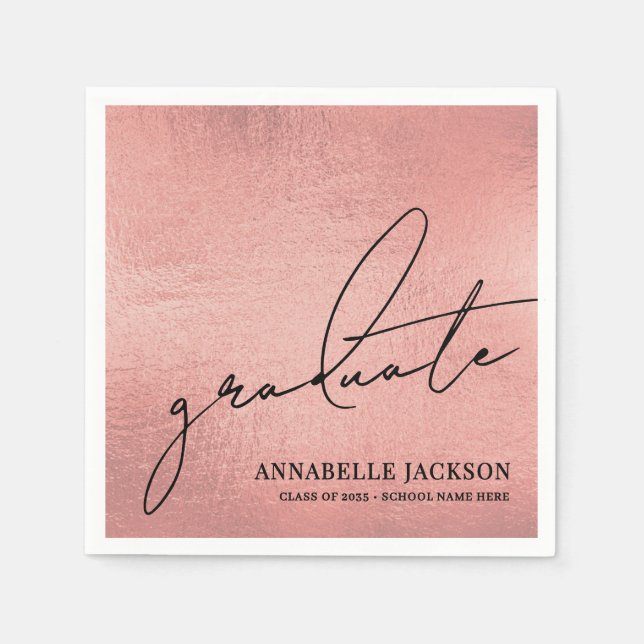 Serviette En Papier Pink Rose Gold Graduation (Devant)