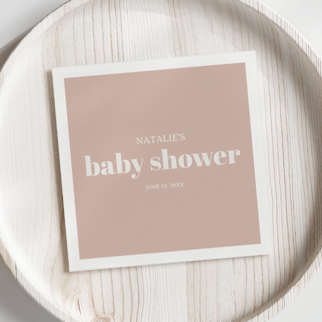 Serviette En Papier Pink Sandstone Typography Baby Shower (Créateur téléchargé)