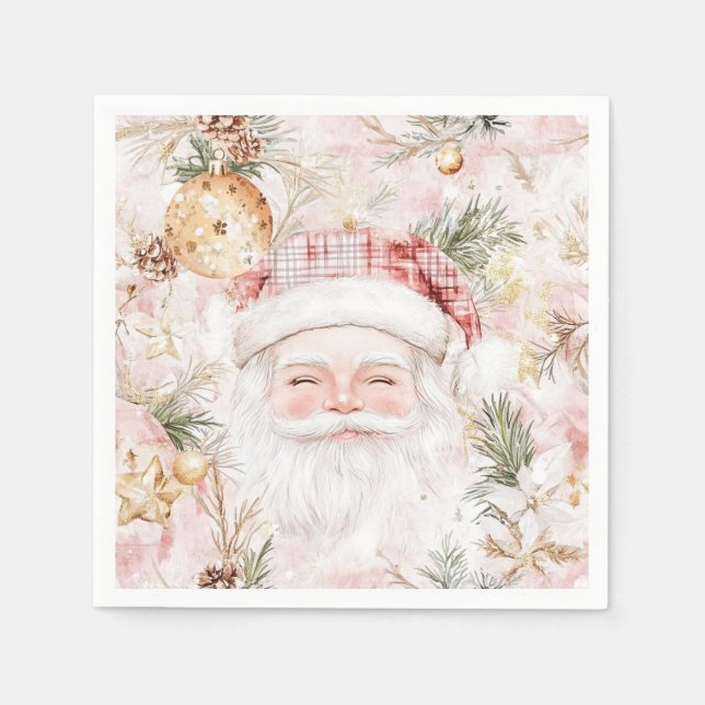 Serviette En Papier Pink Santa Christmas (Devant)