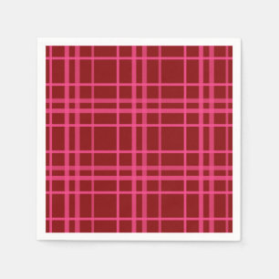 Serviette En Papier Pink Sur Maroon Rouge Tartan Plaid Design Motif