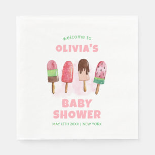 Serviette En Papier Pink Sweet Glace Popcicle Baby shower Bienvenue