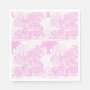 Serviette En Papier Pink Toile Jungle Animaux Safari Chinoiserie