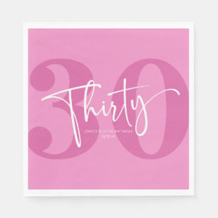 Serviette En Papier Pink Trente-trentième fête d'anniversaire