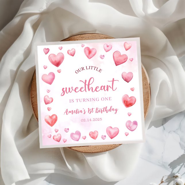 Serviette En Papier Pink Valentine Chérie Anniversaire Papier Napkin (Créateur téléchargé)