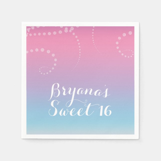 Serviette En Papier Pink violet bleu plongé fête d'anniversaire Person (Devant)