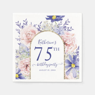 Serviette En Papier Pink violet Floral God Frame 75e fête d'anniversai