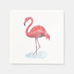 Serviette En Papier Pink watercolor Flamingo .