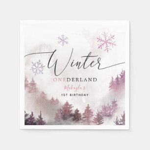 Serviette En Papier Pink Winter ONEderland Fête d'anniversaire de la 