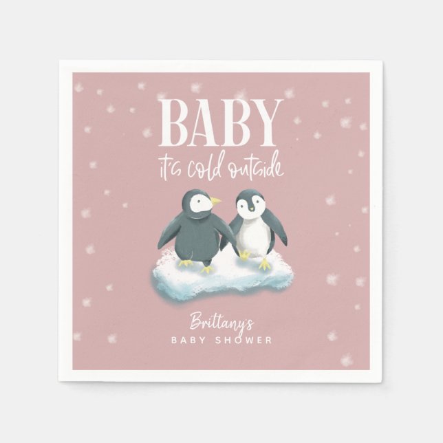 Serviette En Papier Pink Winter Wonderland thème Baby shower de pingou (Devant)