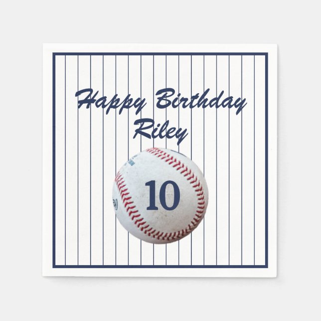 Serviette En Papier Pinstripe Baseball fête d'anniversaire (Devant)