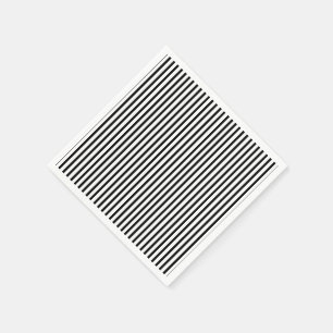 Serviette En Papier Pinstripe mince noir et blanc